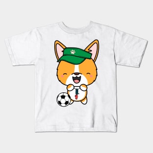 Corgi Playing Soccer Kids T-Shirt